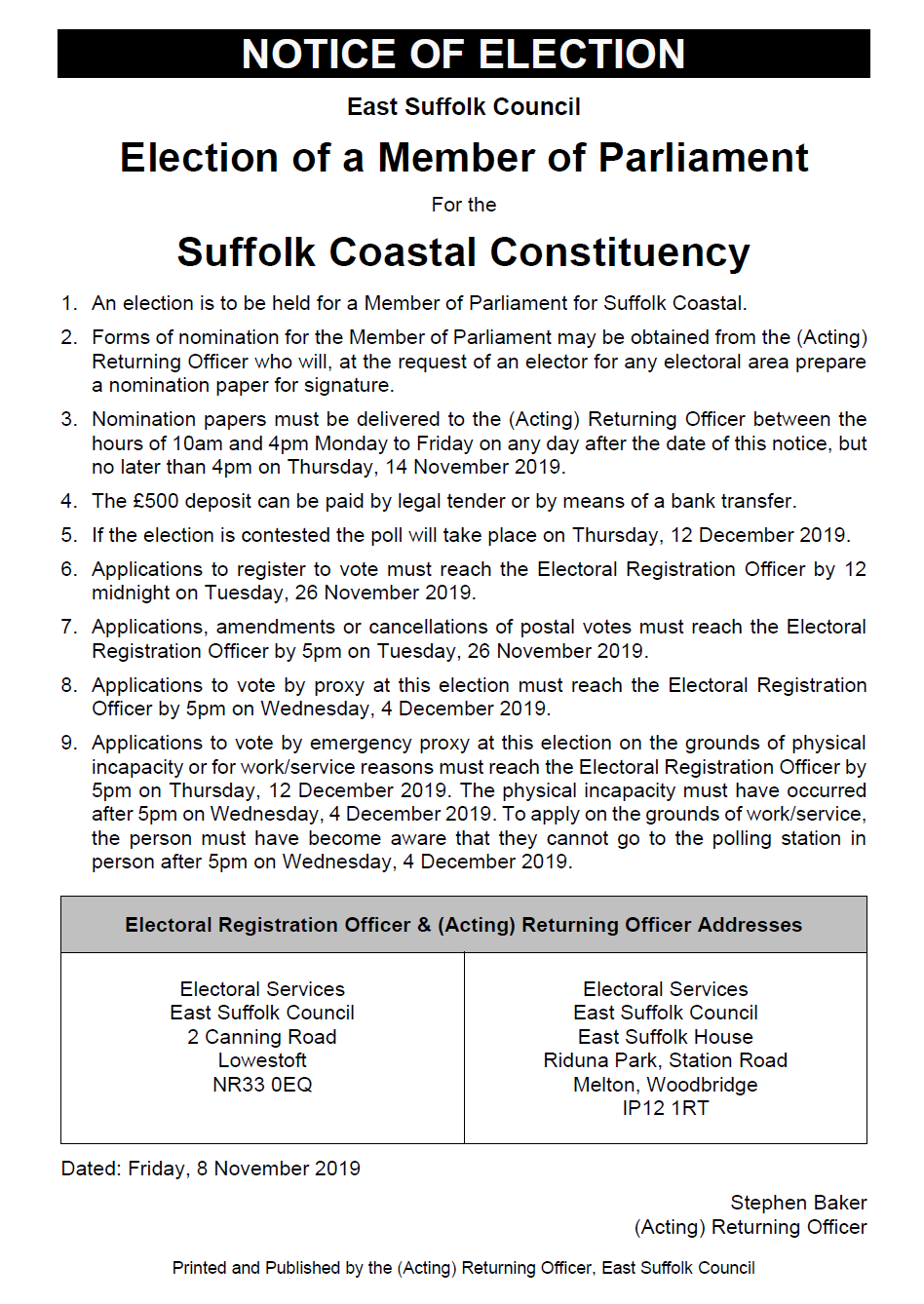 Notice of General Election