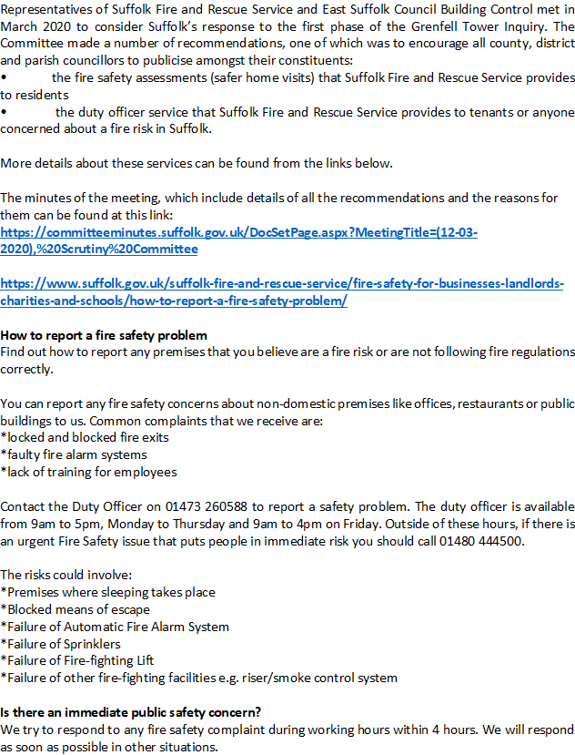 Fire Safety Information Page 1
