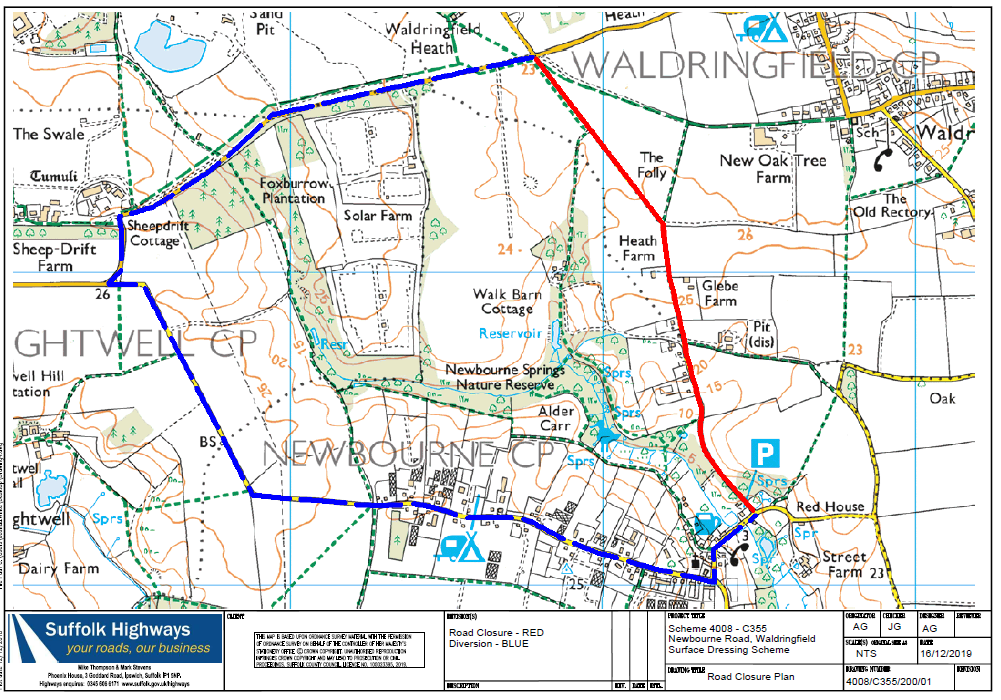 Planned Roadworks 14-18 April Woodbridge Road, Waldringfield & Newbourne Road