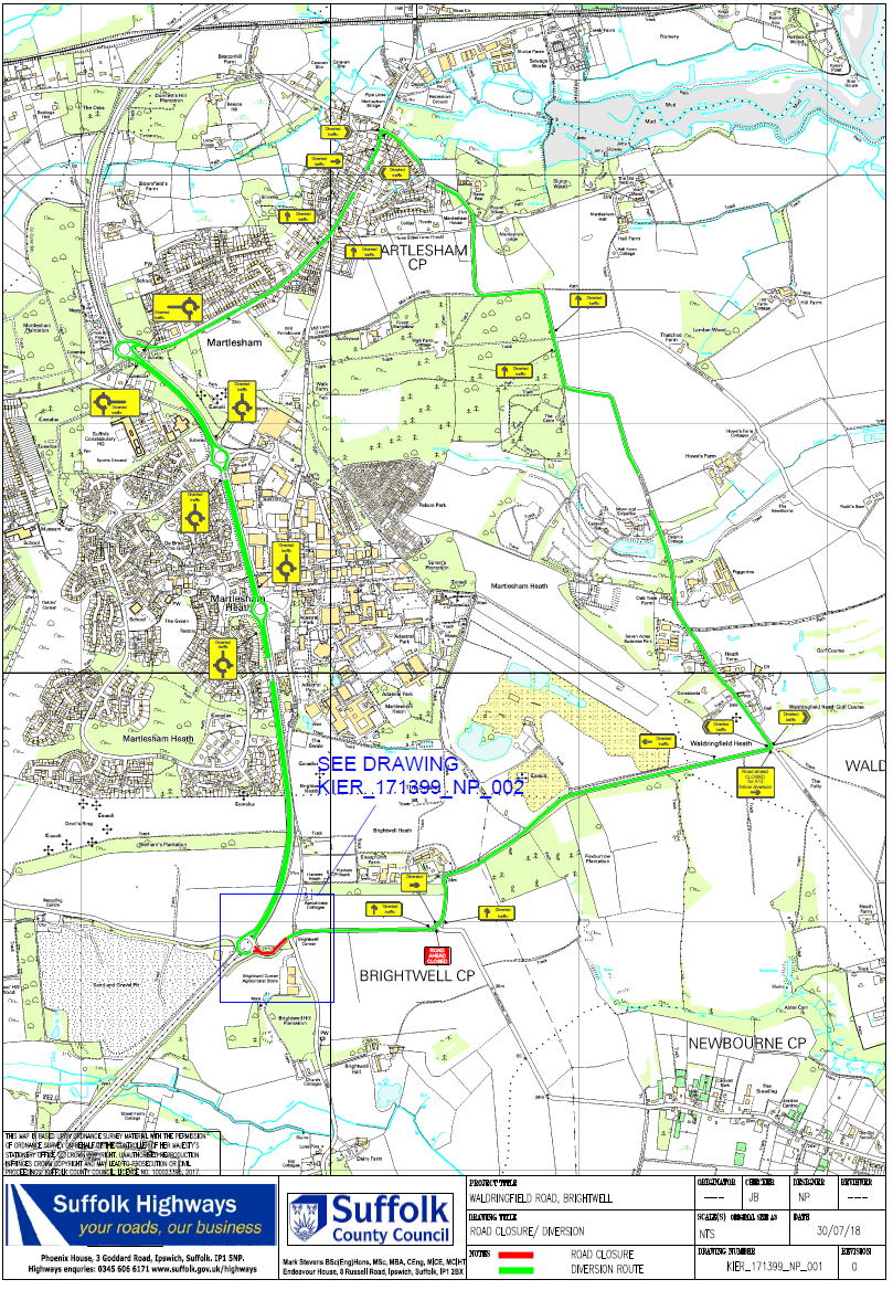 Planned Roadworks Waldringfield Rd, Brightwell, 24th April 